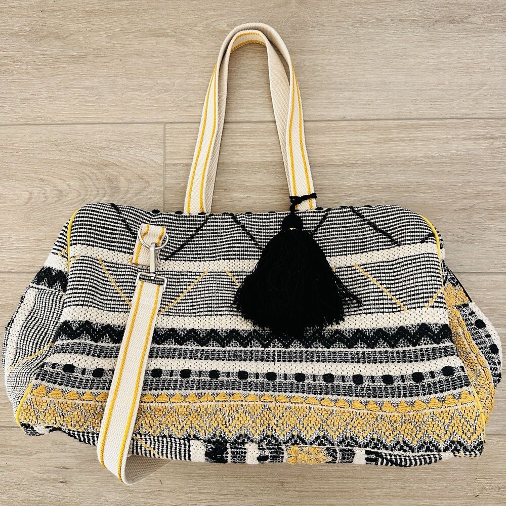Handcrafted in India Southwestern Boho Shoulder Bag Tote Embroidered Yellow